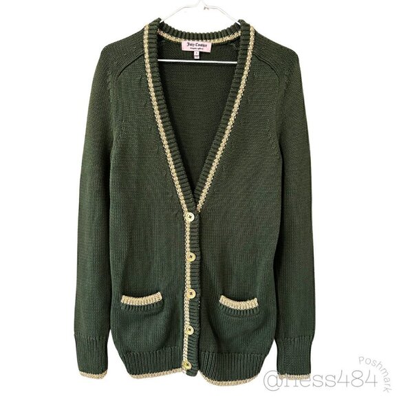 Juicy Couture Sweaters - Juicy Couture Green/Gold Cardigan, Small